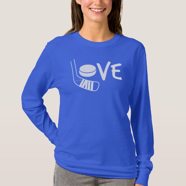 T-shirt Belle Love Hockey Dames Hockey Stick and Puck (Devant)