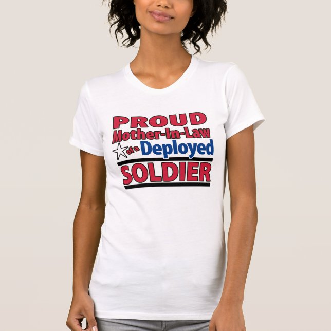T-shirt Belle-mère fière d'une chemise déployée de soldat (Devant)