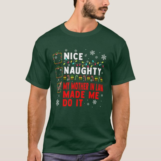 T-shirt Belle Mère Naughty En Droit Le Font Noël (Devant)