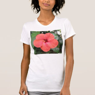 T-shirt Belle Orange Hibiscus Fleur Dames T Chemise