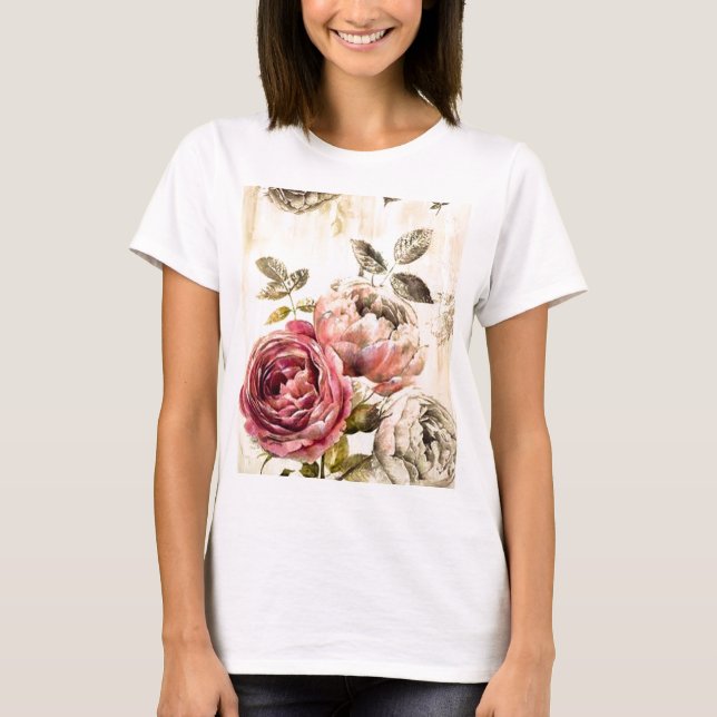 T-shirt Belle peinture florale victorienne (Devant)