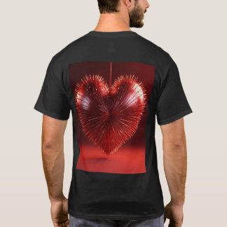 T-shirt belle pointe coeur, rendu 3d, 8k, rouge foncé le