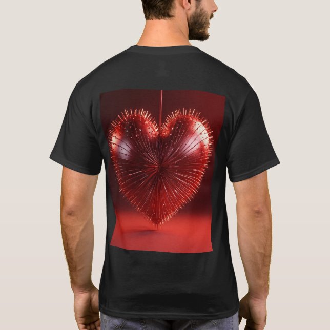 T-shirt belle pointe coeur, rendu 3d, 8k, rouge foncé le (Dos)
