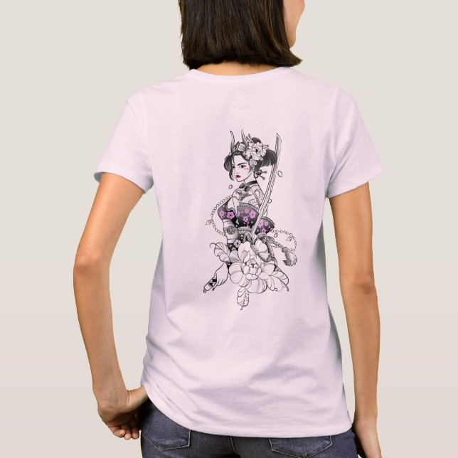 T-shirt "Belle Samurai Geisha avec Katana" (Dos)