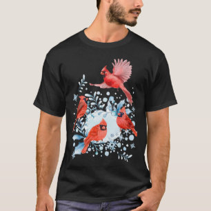 T-shirt Belle scène hivernale Cardinale Rouge Christma