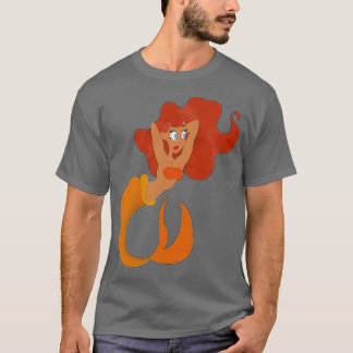 T-shirt Belle sirène à tête rouge