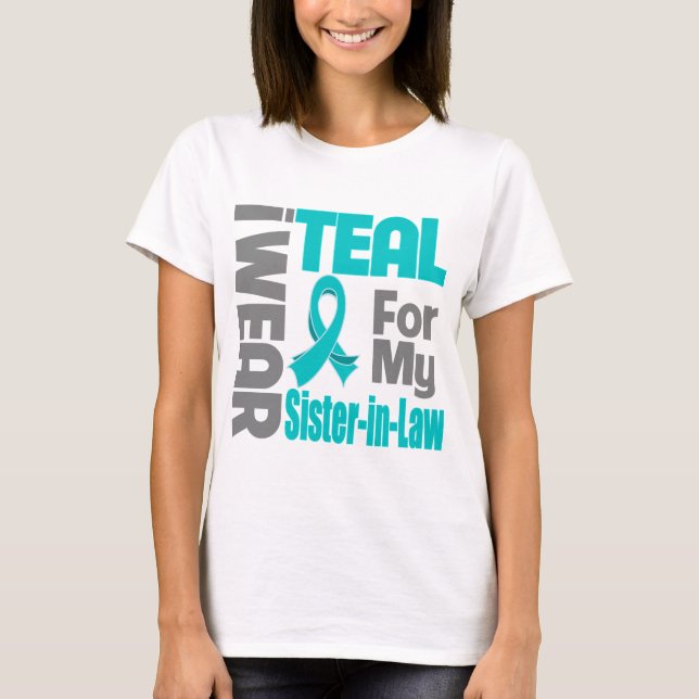 T-shirt Belle-soeur - appui turquoise de Cancer ovarien de (Devant)