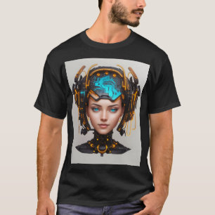 T-shirt Belle tête Cyborg avec Circuits