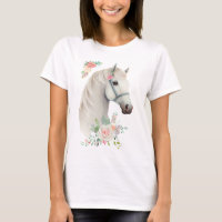 Belle tête de cheval blanc Boho Floral