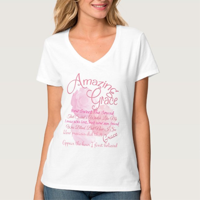 T-shirt Belle typographie de rose de rose de grâce (Devant)