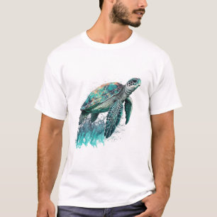 T-shirt Belle vue maritime avec une majestueuse tortue mar