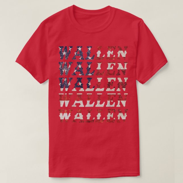 T-shirt Belle Wallen American Drapeau Rouge Blanc Bleu Mer (Design devant)