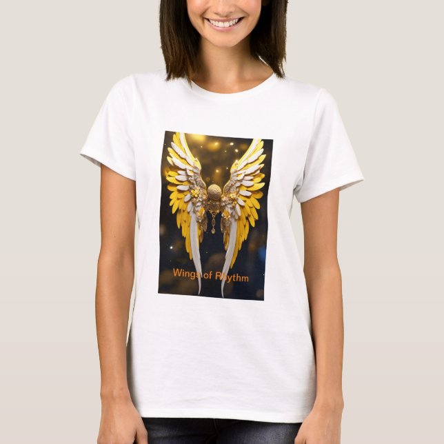T-shirt Belles ailes d'ange en jaune et or (Devant)