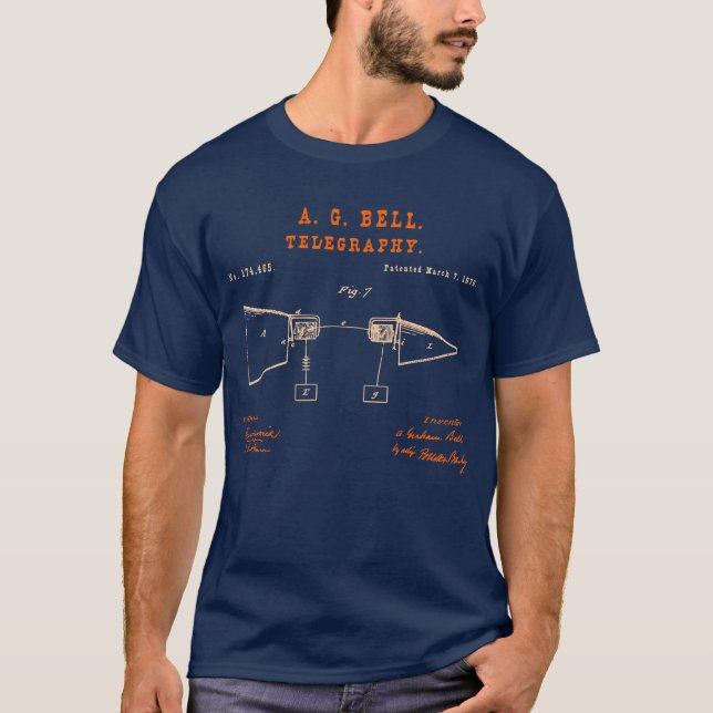 T-shirt Bell's Telephone Invention Navy Blue (Devant)