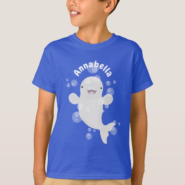 T-shirt Béluga mignon bulles dessin de dessin animé (Devant)