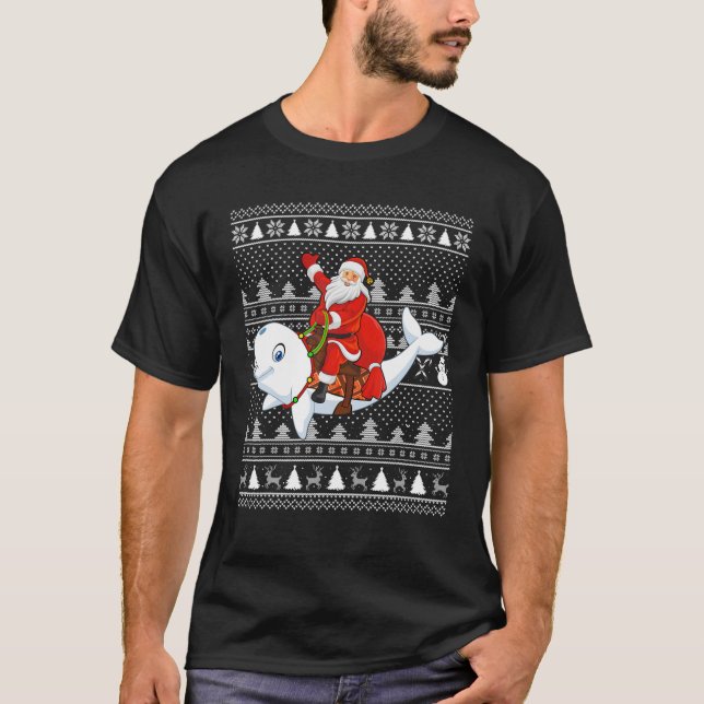 T-shirt Beluga Whale Lover Père Noël équitation Beluga Wha (Devant)