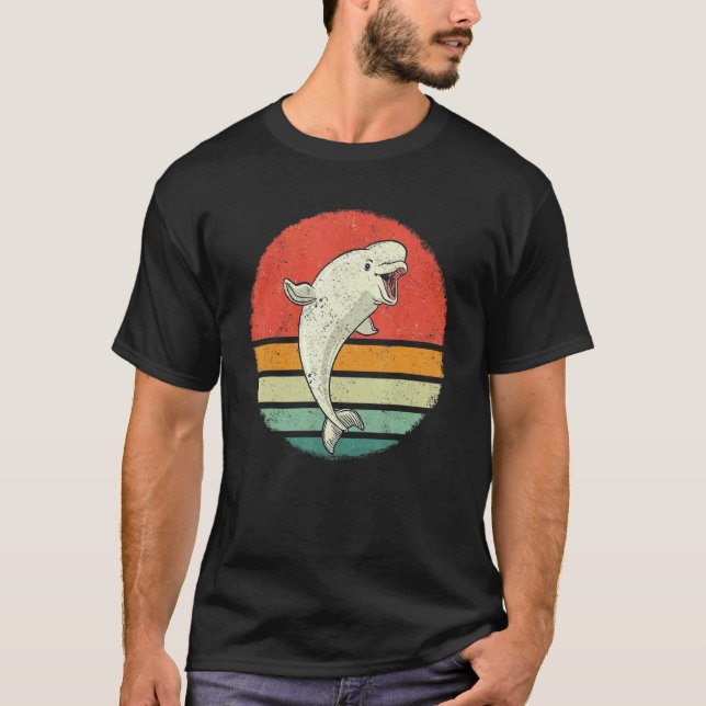 T-shirt Beluga Whale Ocean Belugas Retro Sunset (Devant)