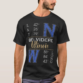 T-shirt Belvidere Illinois Latitude et Longitude