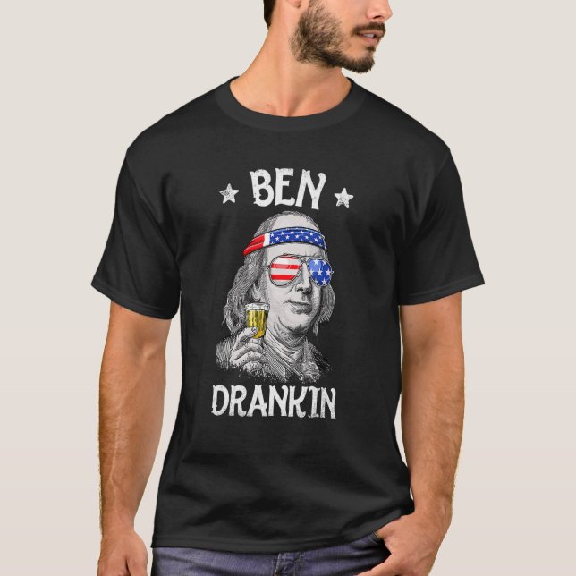 T-shirt Ben Drankin 4 juillet Benjamin Franklin Hommes Fem (Devant)