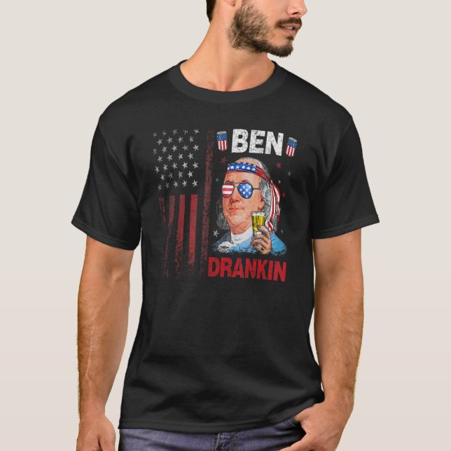 T-shirt Ben Drankin 4 juillet Benjamin Franklin Men Amer (Devant)