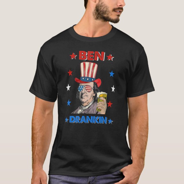 T-shirt Ben Drankin 4 juillet Benjamin Franklin Men Amer (Devant)