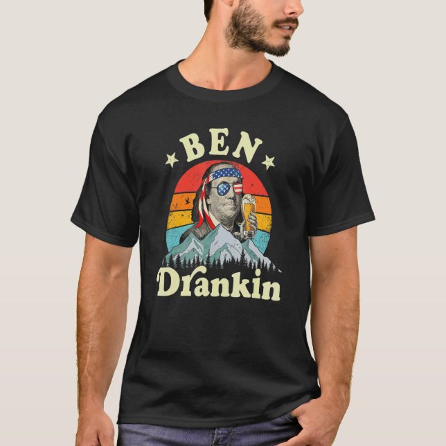 T-shirt Ben Drankin 4th Of July Benjamin Franklin Men Amer (Devant)