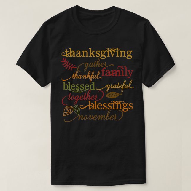 T-shirt Bénédictions de grâce Famille d'action de grâce à (Design devant)