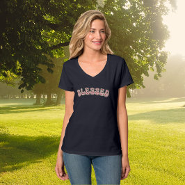 T-shirt BÉNÉFICIÉ Rouge Blanc Floral Gratitude Rétro Texte