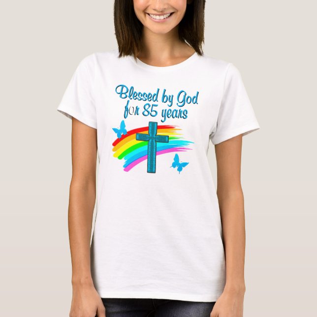 T-SHIRT BÉNÉFICIER PAR DIEU PENDANT 85 ANS DE CROIX BLEUE (Devant)