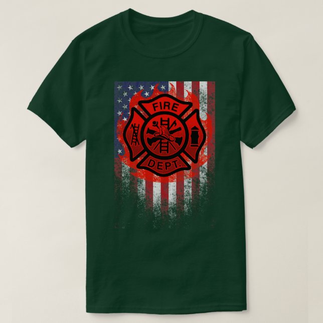 T-shirt Bénévolat Pompiers drapeau américain (Design devant)