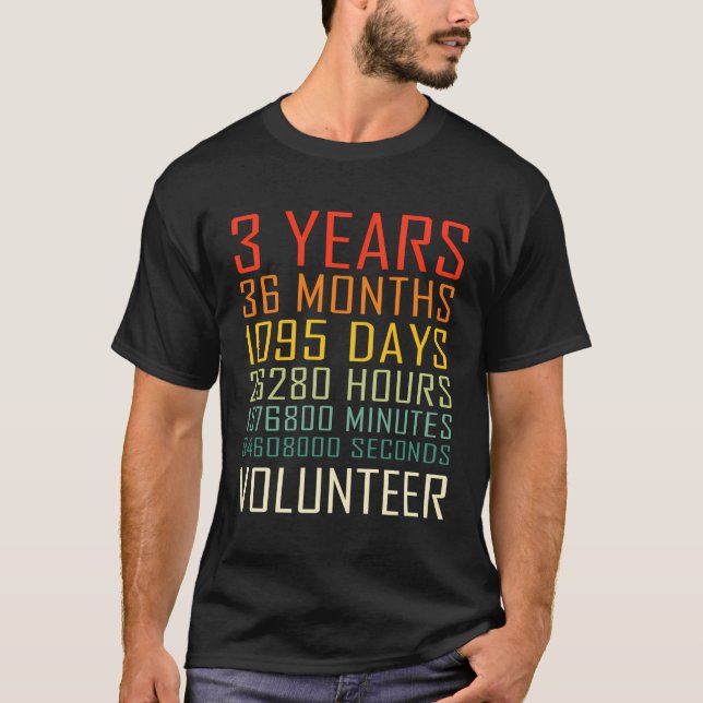 T-shirt Bénévoles Appréciation Vintage 3 ans Anniversaire (Devant)
