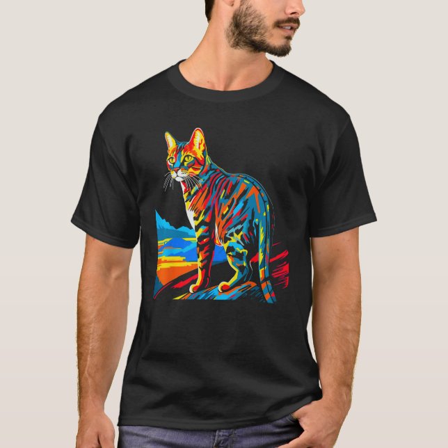 T-shirt Bengal Cat Pop Art (Devant)