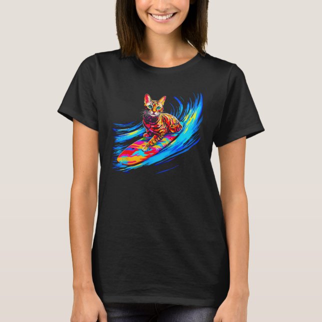 T-shirt Bengal Cat Surfing (Devant)