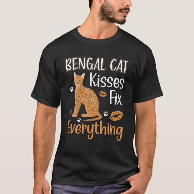 T-shirt Bengal Chat Baisers Réparez Tout Kitty Leopard Ski (Devant)