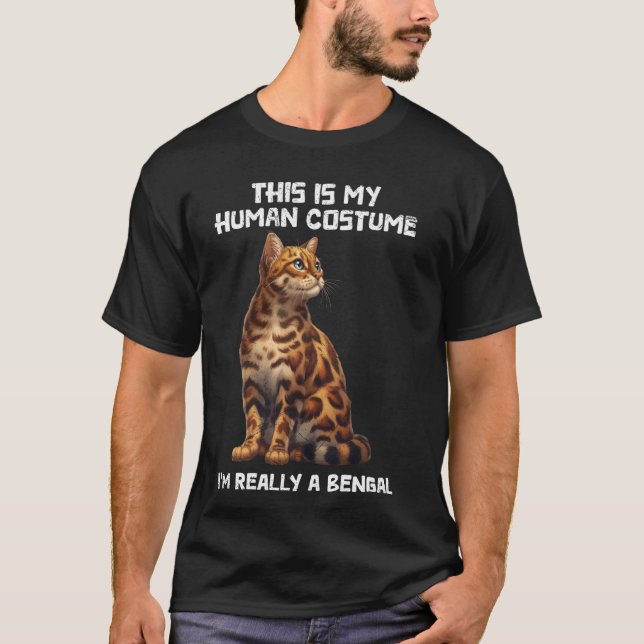 T-shirt Bengale Chat C'EST MON COSTUME HUMAIN Drôle Bengal (Devant)