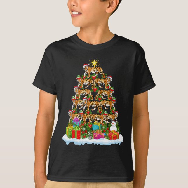 T-shirt Bengale Tigre Feu de Noël Père Noël Bengale (Devant)