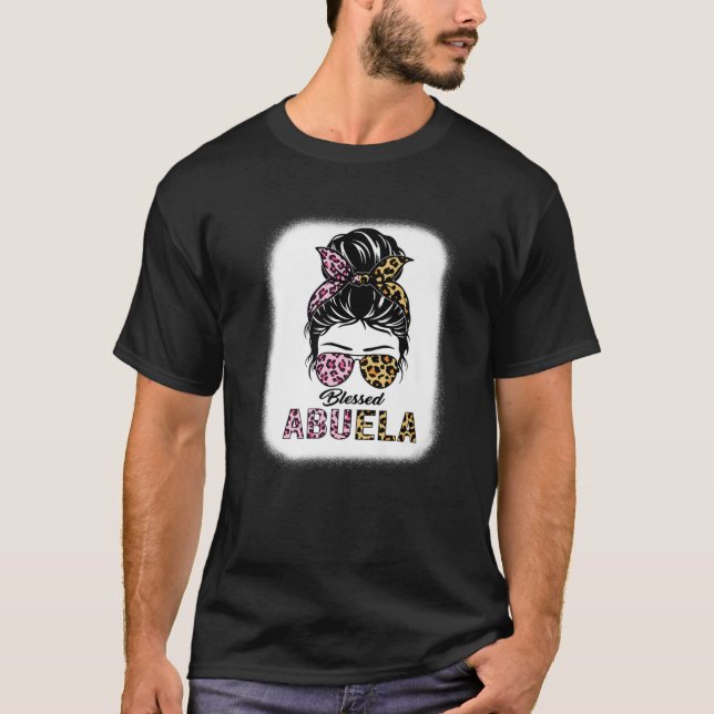 T-shirt Béni Abuela Leopard Messy Bun Abuela Mères Da (Devant)
