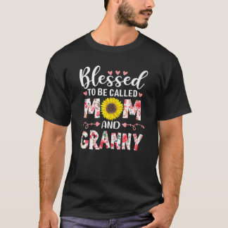 T-shirt Béni D'Être Appelé Maman Et Granny Floral Mère'