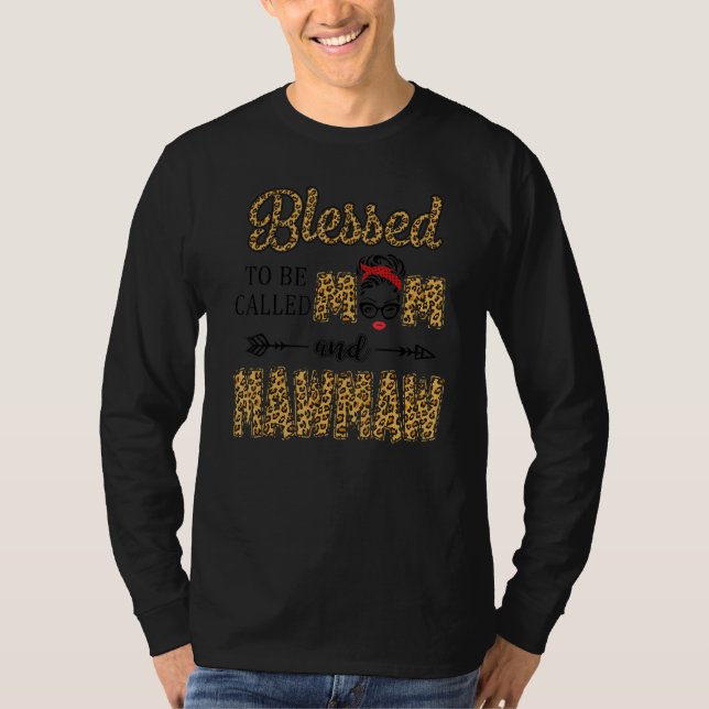 T-shirt Béni D'Être Appelé Maman Et Mawmaw Leopard Mère (Devant)