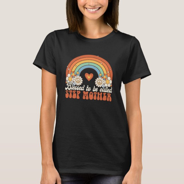 T-shirt Béni D'Être Appelé Stepmère Super Rainbow Mot (Devant)