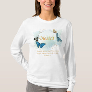 T-shirt Béni - Foi chrétienne des femmes Verse papillon pa