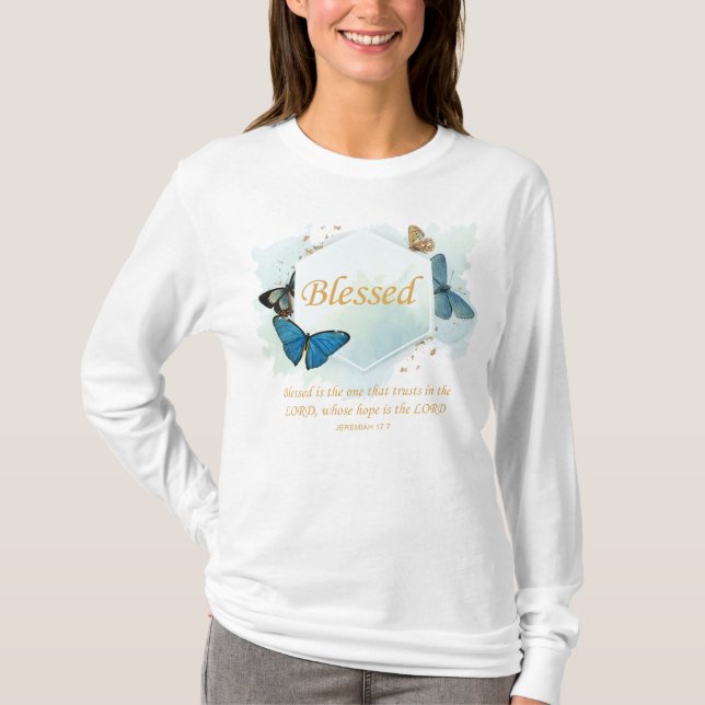 T-shirt Béni - Foi chrétienne des femmes Verse papillon pa (Devant)
