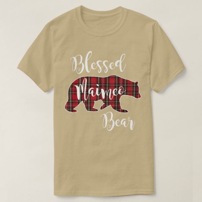 T-shirt Béni Maimeo Ours Rouge Tartan Plaid Grand-mère G (Design devant)