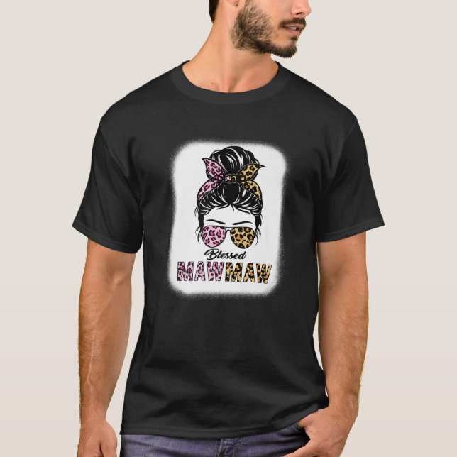 T-shirt Béni Mawmaw Leopard Messy Bun Mawmaw Mères Da (Devant)