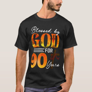 T-shirt Béni par Dieu pendant 90 ans Cadeau 90e anniversai