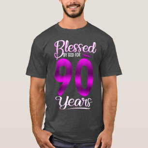 T-shirt Béni par Dieu pour 90 Ans 90e Anniversaire Don