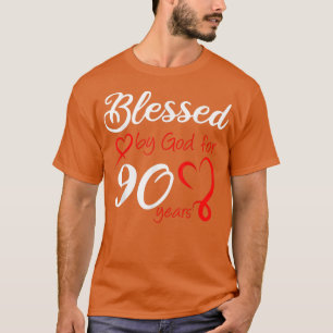 T-shirt Béni par Dieu pour 90 Ans Anniversaire Fête 90t