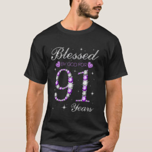T-shirt Béni Par Dieu Pour 91 Ans 91ème Anniversaire Parti