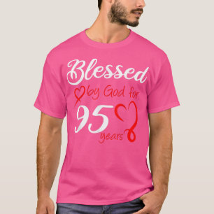 T-shirt Béni par Dieu pour 95 Ans Anniversaire Fête 95t