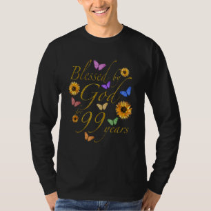 T-shirt Béni Par Dieu Pour 99 Ans Papillon Tournesol 99t